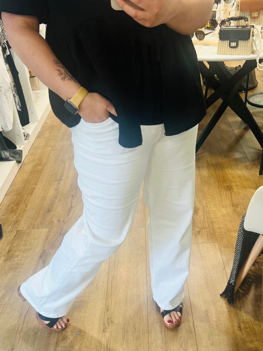 WHITE WIDE LEG JEANS